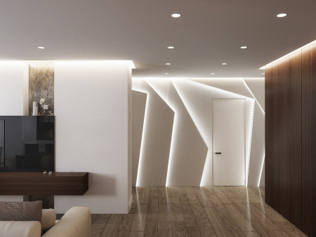 Гипсовая световая 3D панель Zaha Ice